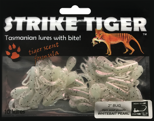 Strike Tiger 2″ Bug Whitebait Pearl (10 Pack) – Noojee Bush Goods